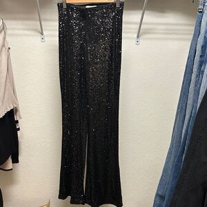 H&M Black Sequin Wide Leg Pants